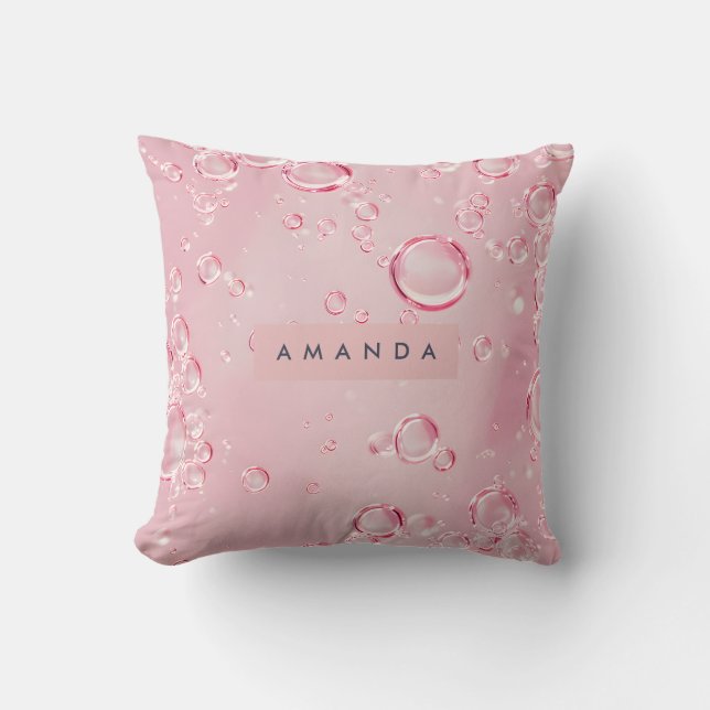 Personalised Elegant Pink Bubble Aesthetic Cushion (Front)