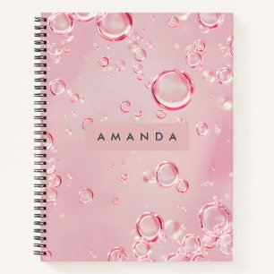 Personalised Elegant Pink Bubble Aesthetic Notebook