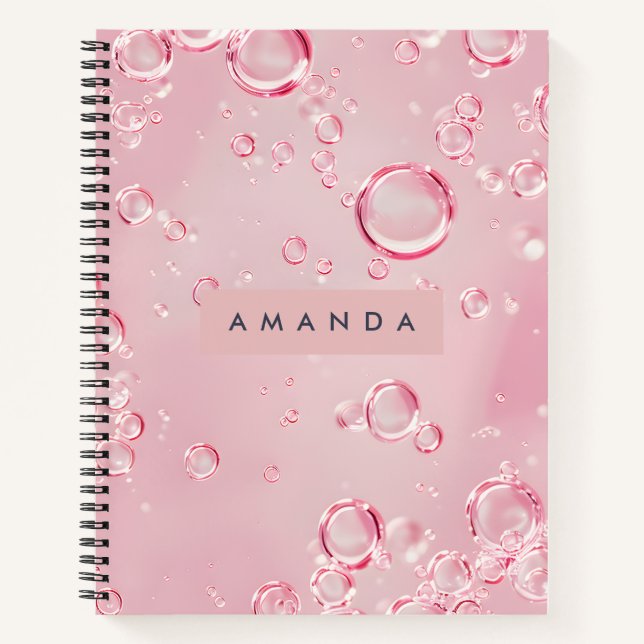 Personalised Elegant Pink Bubble Aesthetic Notebook (Front)