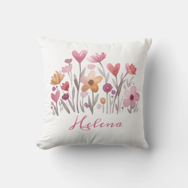 Personalised Elegant Pink Floral Cushion (Front)