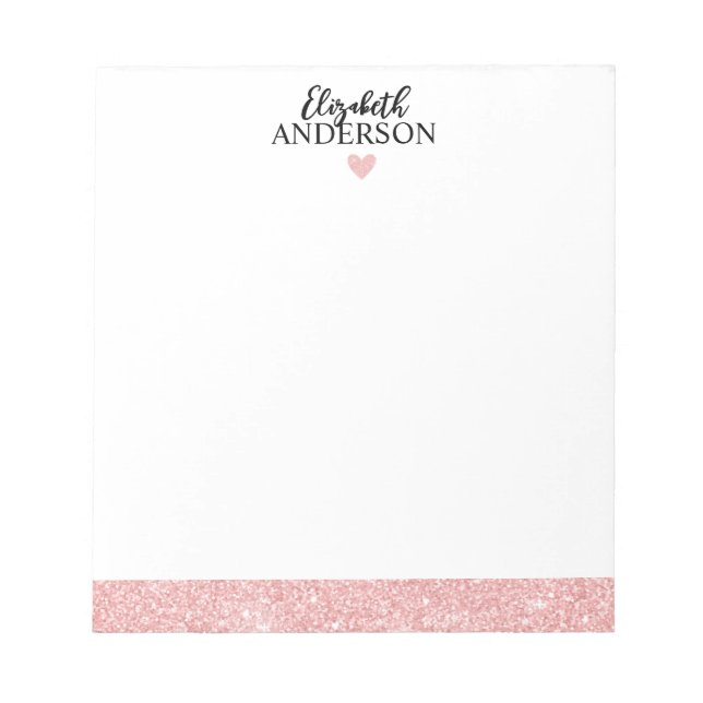 Personalised Elegant Pink Glitter Notepad (Front)