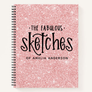Personalised Elegant Pink Glitter Sketchbook Noteb Notebook