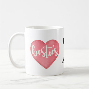 Personalised Elegant Pink  Heart For Besties  Coffee Mug