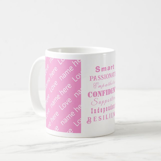 Personalised Elegant Pink Motivational Great Women Coffee Mug (Front Left)