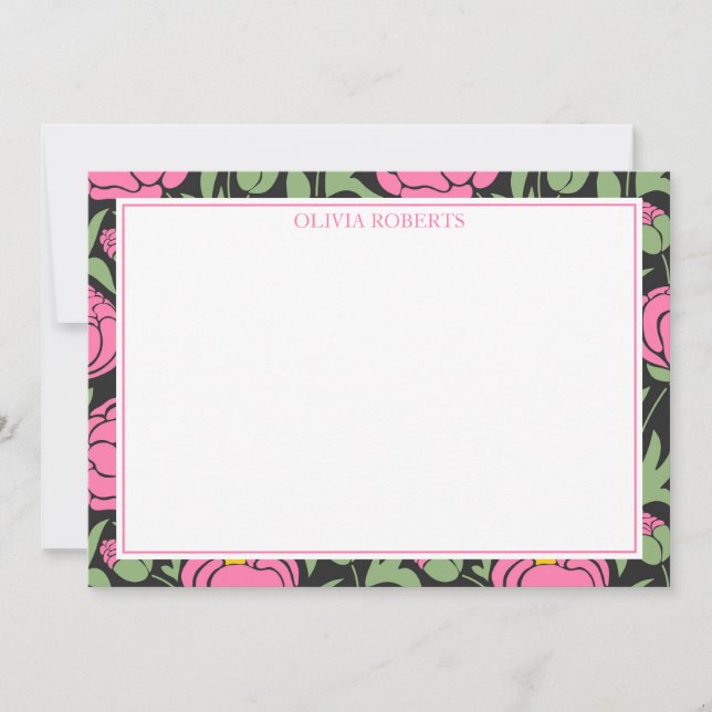 Personalised Elegant Pink Peony Flowers Card (Front)