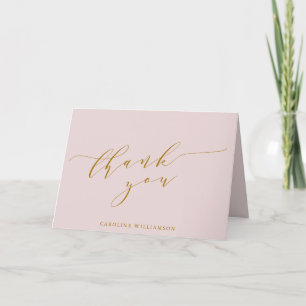 Personalised Elegant Pink Script Bridal Shower  Thank You Card