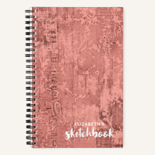 Personalised Elegant Pink Sketchbook Your Name Notebook