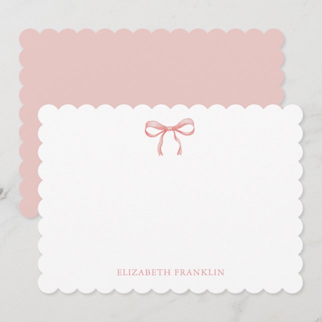 Personalised Elegant Pink Watercolor Bow Card (Front/Back)
