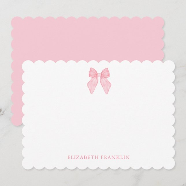 Personalised Elegant Pink Watercolor Bow Card (Front/Back)