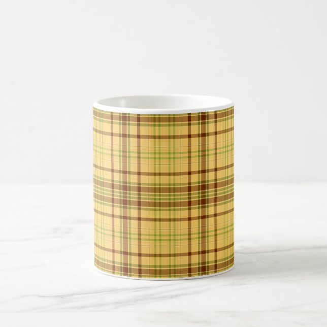Personalised Elegant Plaid Pattern Yellow Coffee Mug (Center)