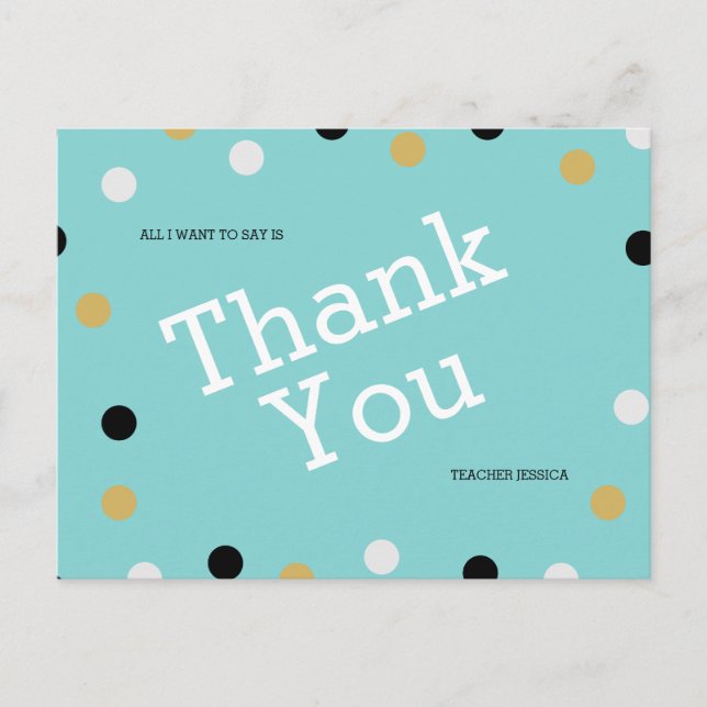 Personalised Elegant Polka dots Thank You Postcard (Front)