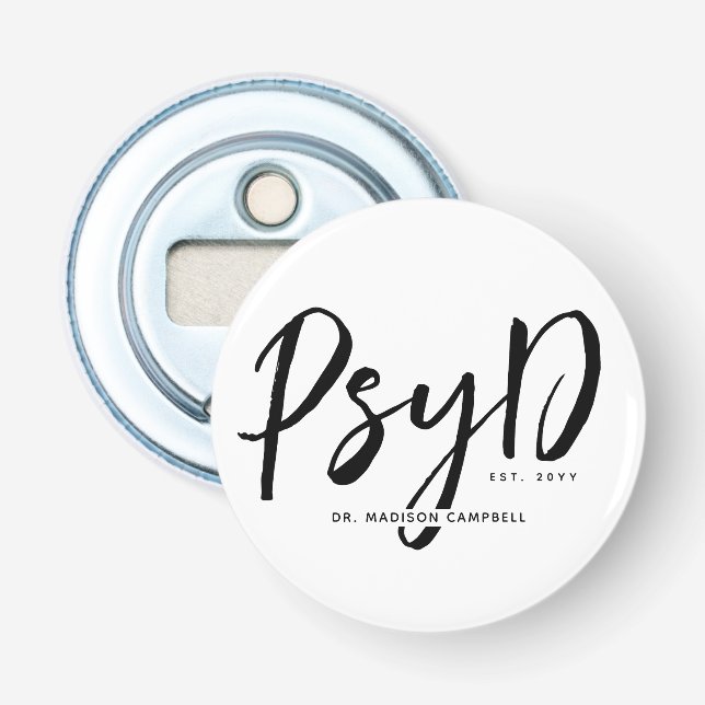 Personalised Elegant PsyD Doctor of Psychology Bottle Opener (Front)
