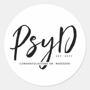 Personalised Elegant PsyD Doctor of Psychology Classic Round Sticker