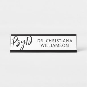 Personalised Elegant PsyD Doctor of Psychology Desk Name Plate