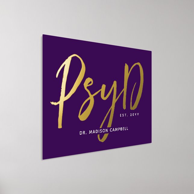 Personalised Elegant PsyD Doctor of Psychology Foil Prints (Laydown)