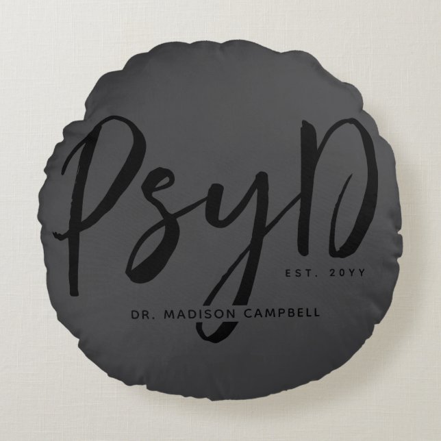 Personalised Elegant PsyD Doctor of Psychology Round Cushion (Front)