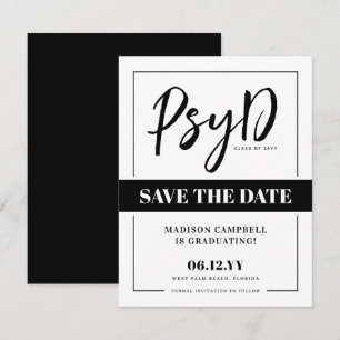 Personalised Elegant PsyD Doctor of Psychology Save The Date