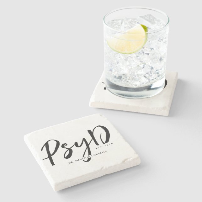 Personalised Elegant PsyD Doctor of Psychology Stone Coaster (Side)
