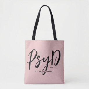 Personalised Elegant PsyD Doctor of Psychology Tote Bag