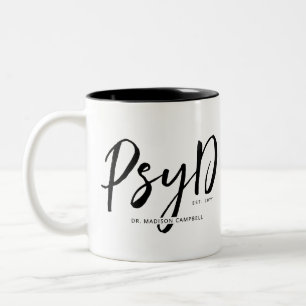 Personalised Elegant PsyD Doctor of Psychology Two-Tone Coffee Mug