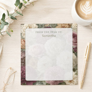 Personalised Elegant Purple Floral Custom Name Notepad