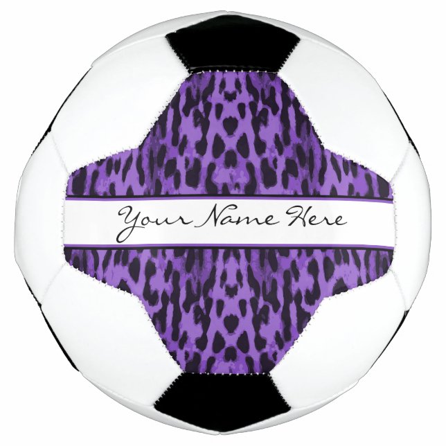 Personalised Elegant Purple Leopard Print Football (Front)