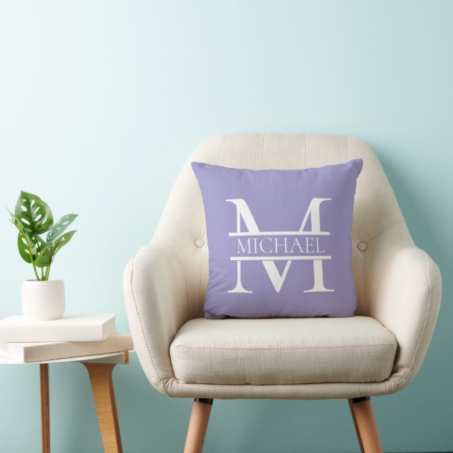 Personalised Elegant Purple Monogram and Name Cushion (Chair)