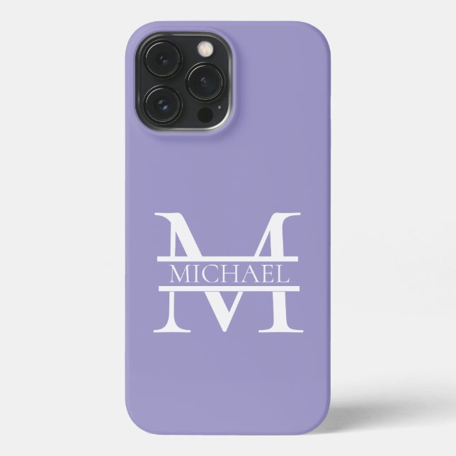 Personalised Elegant Purple Monogram and Name iPhone Case (Back)