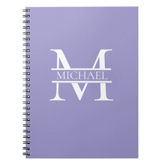 Personalised Elegant Purple Monogram and Name Notebook (Front)