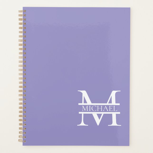 Personalised Elegant Purple Monogram and Name Planner (Front)