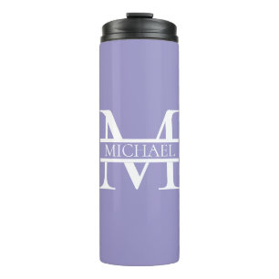 Personalised Elegant Purple Monogram and Name Thermal Tumbler