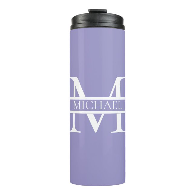 Personalised Elegant Purple Monogram and Name Thermal Tumbler (Front)