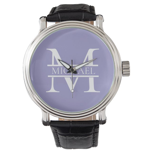 Personalised Elegant Purple Monogram and Name Watch (Front)