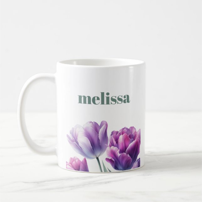 Personalised Elegant purple Monogram Coffee Mug (Left)