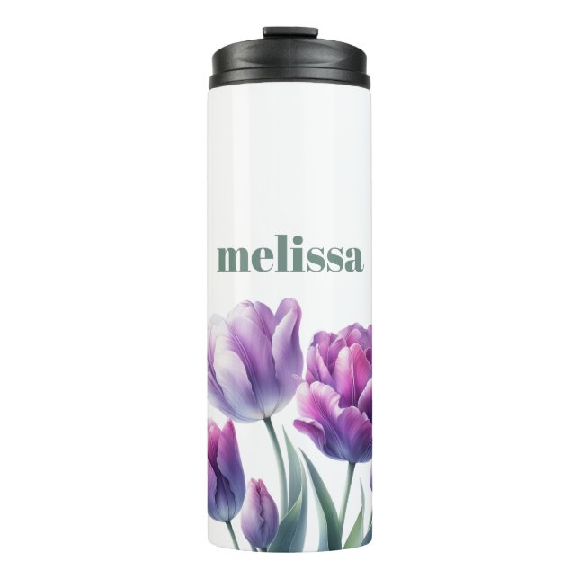 Personalised Elegant purple Monogram Thermal Tumbler (Front)