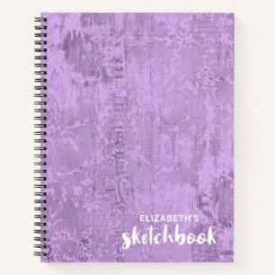 Personalised Elegant Purple Sketchbook Your Name Notebook