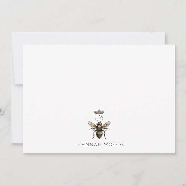 Personalised Elegant Queen Bee Crown Logo  Card (Front)