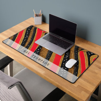 Personalised Elegant Red and Black Desk Mat