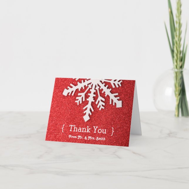 Personalised Elegant Red Glitter Thank You (Front)