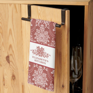 Personalised Elegant Red Vintage French Toile Tea Towel