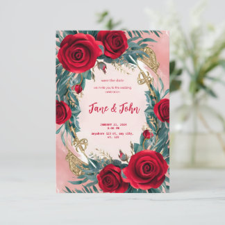 [Personalised] Elegant Red Wedding Invitation