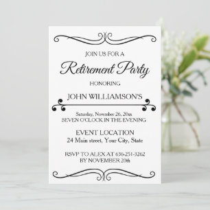 Personalised elegant retirement cocktail party invitation