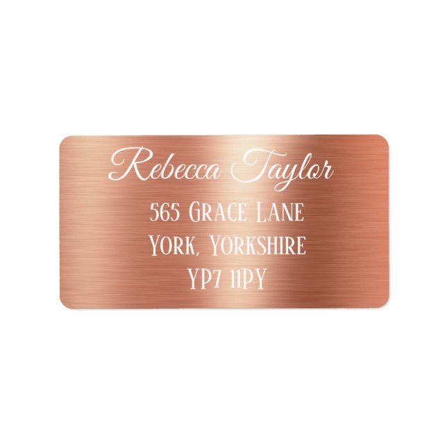 Personalised Elegant Rose Gold Foil Address Label (Front)