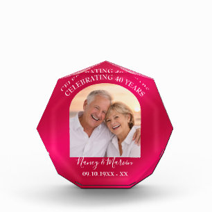 Personalised Elegant Ruby 40th Anniversary Gift Photo Block