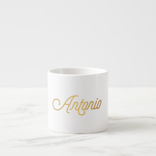 Personalised Elegant Script Antonio Gold Black Espresso Cup