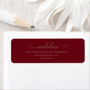 Personalised Elegant Script burgundy Name Address