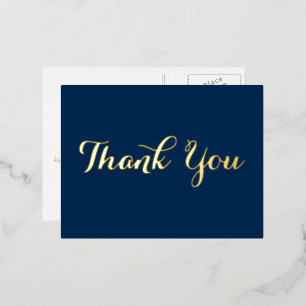 Personalised Elegant Script Graduation Thank You Foil Invitation Postcard