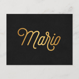 Personalised Elegant Script Mario Gold Black Invitation