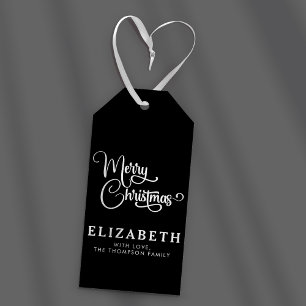 Personalised Elegant Script Merry Christmas Custom Gift Tags