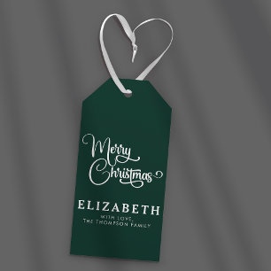 Personalised Elegant Script Merry Christmas Custom Gift Tags